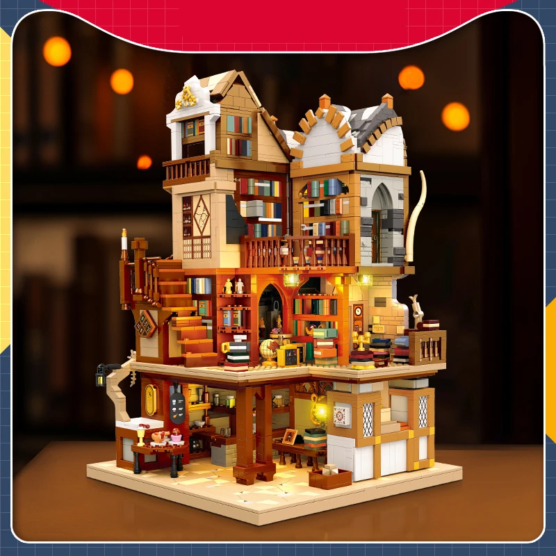 3294Pcs JIESTAR 57016 MOC Street View Library Modular Bookstore Building Blocks Bricks Puzzle Assembling Children's Toys Gifts