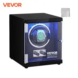 VEVOR Automatic Watch Winder 1 2 4 6 8 Men's Women's Watch Winder w/ Super Quiet Japanese Mabuchi Motor Blue LED Light & Adapter