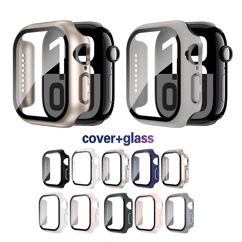 НОВЫЕ цвета, закаленное стекло + чехол для Apple Watch series 10, 42 мм, 46 мм, матовый жесткий бампер для ПК, защитный чехол для экрана iWatch 10