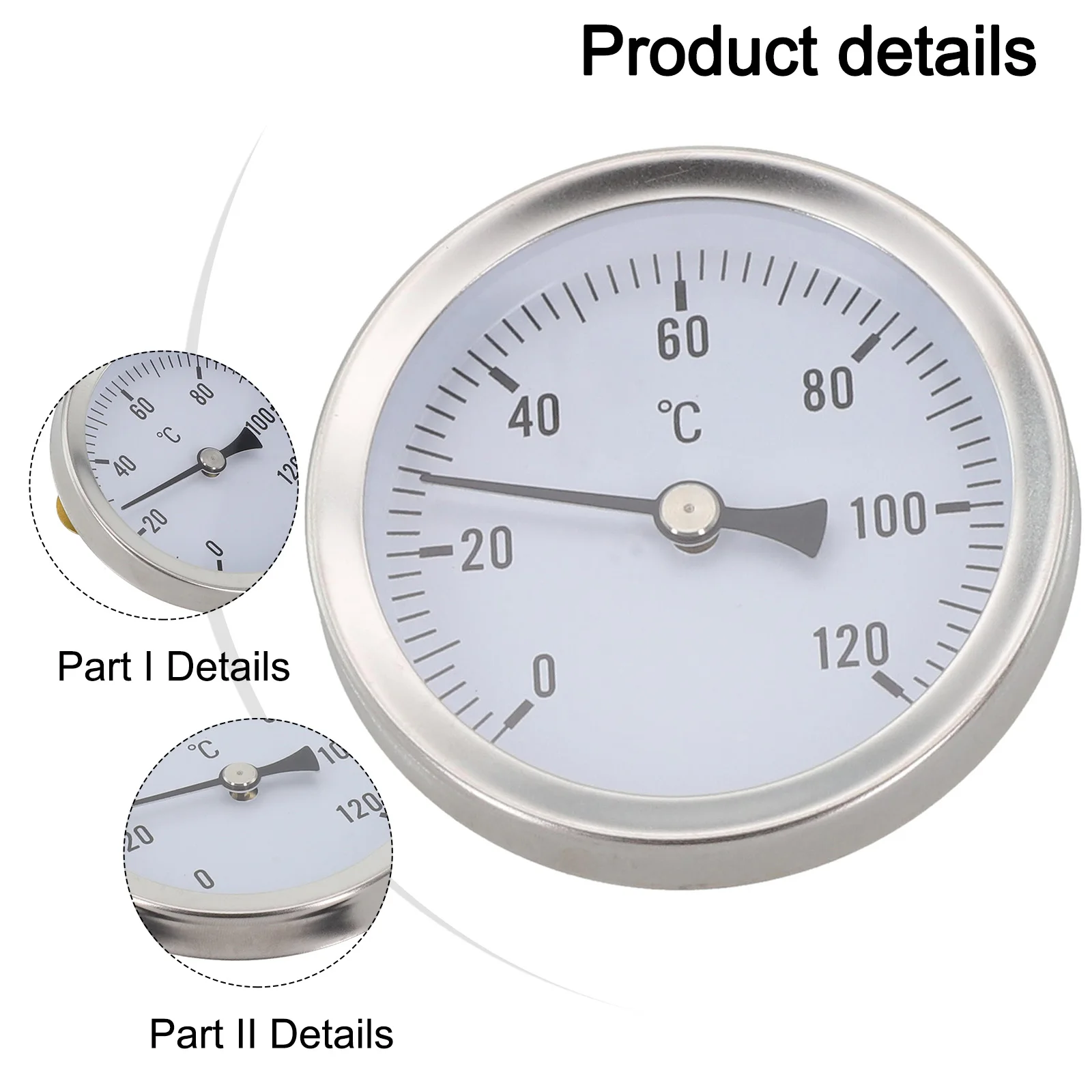 Bimetall Pipe Thermometer Featuring a Sturdy Housing and Accurate Measurements from to One Twenty Degrees Celsius