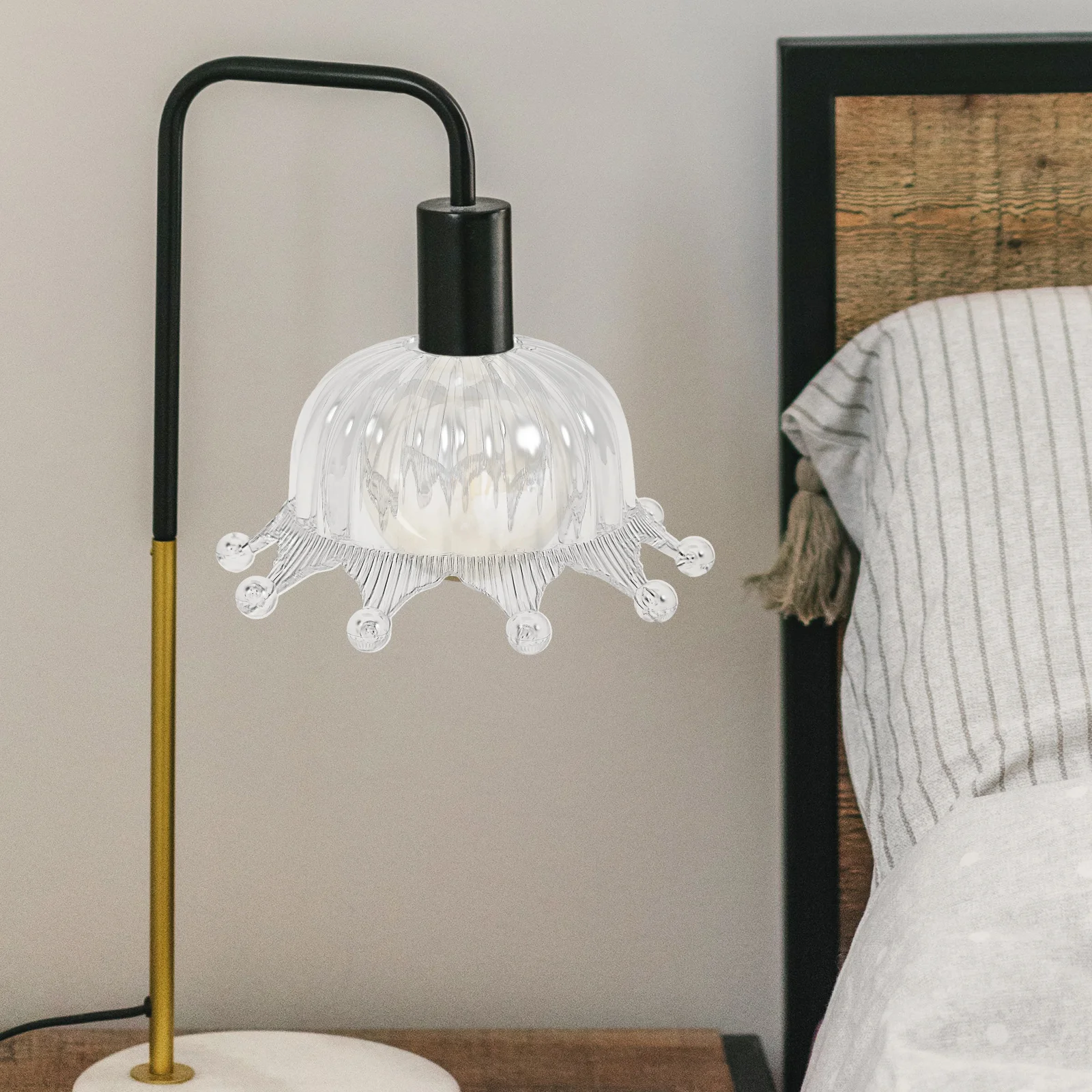 

Crown Shape Lampshade For Bedside Lights E27 Socket Transparent Plastic Light Cover Replacement Minimalist Design For