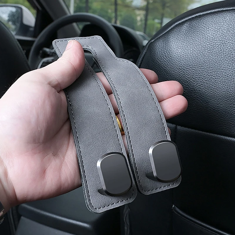 

Single/Double Hook Car Headrest Hook Premium Suede Rear Seat Hanging 20kg Large Load-Bearing Hook Hanger Universal
