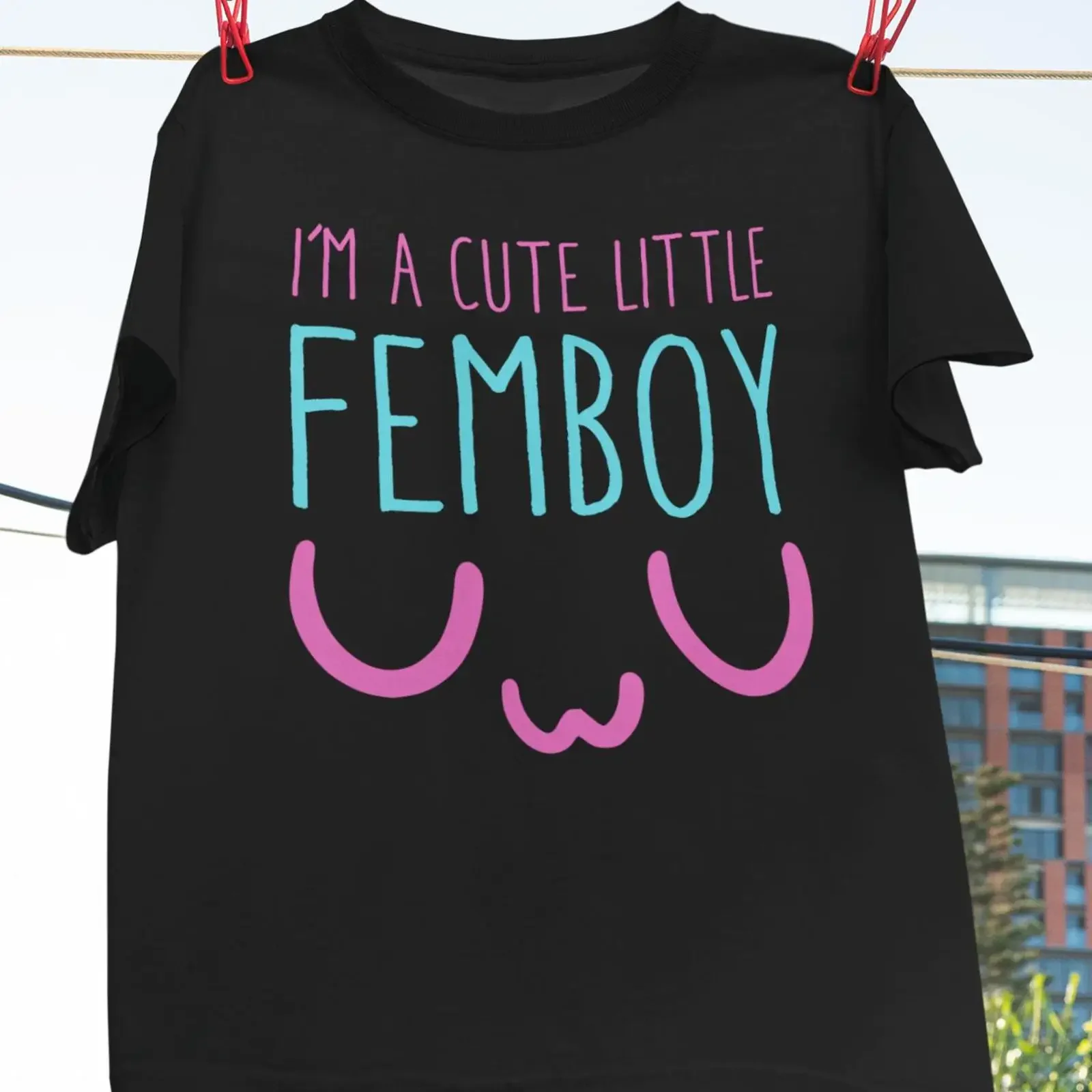 I'm A Cute Little Femboy Kawaii T Shirt Funny LGBTQ Transgender Non Binary Casual vintage Washed Breathable