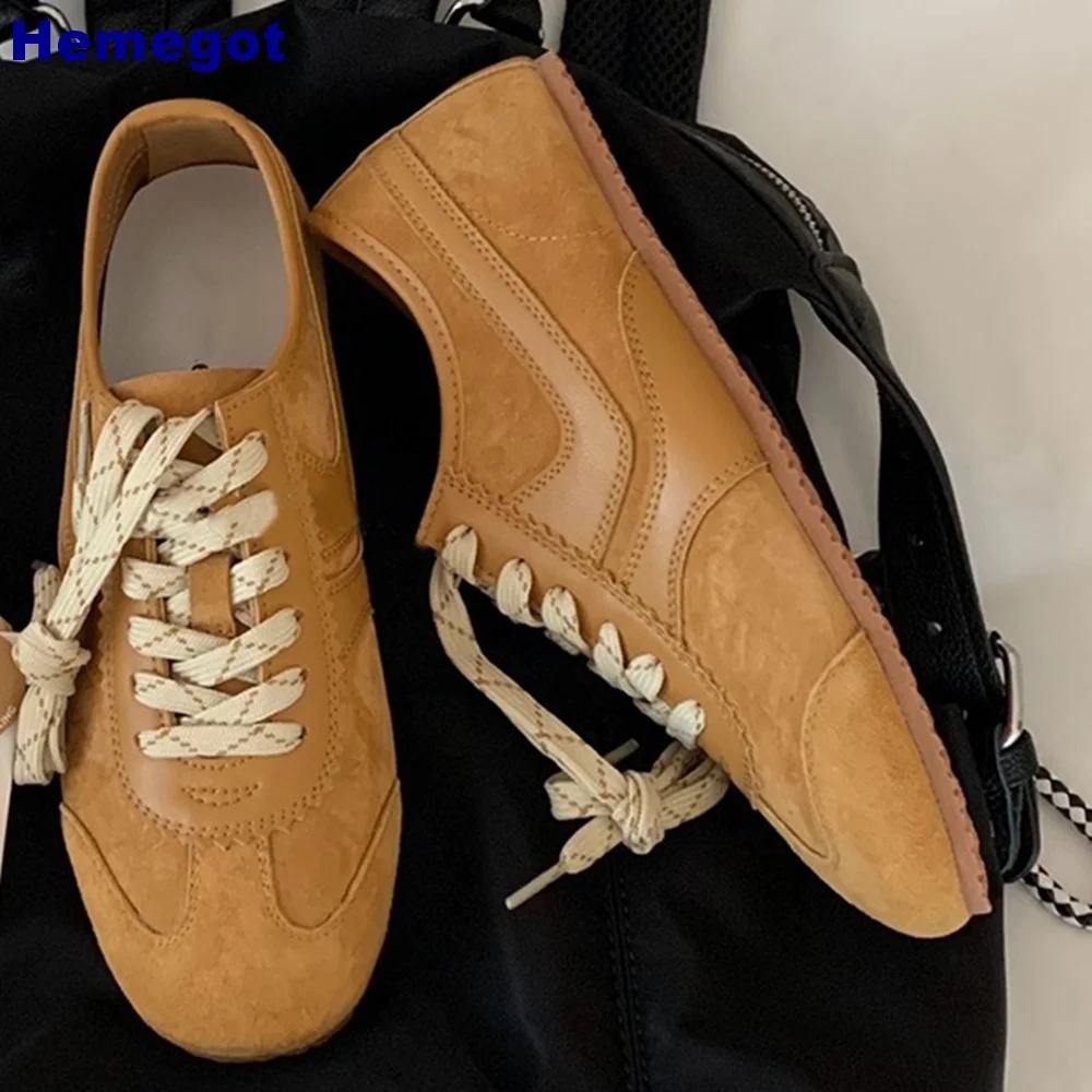 Round Toe Sports Casual Shoes 2024 Summer New Mixed Color Lace-Up Street Style Flat Shoes Fashion Women Ballet Shoes