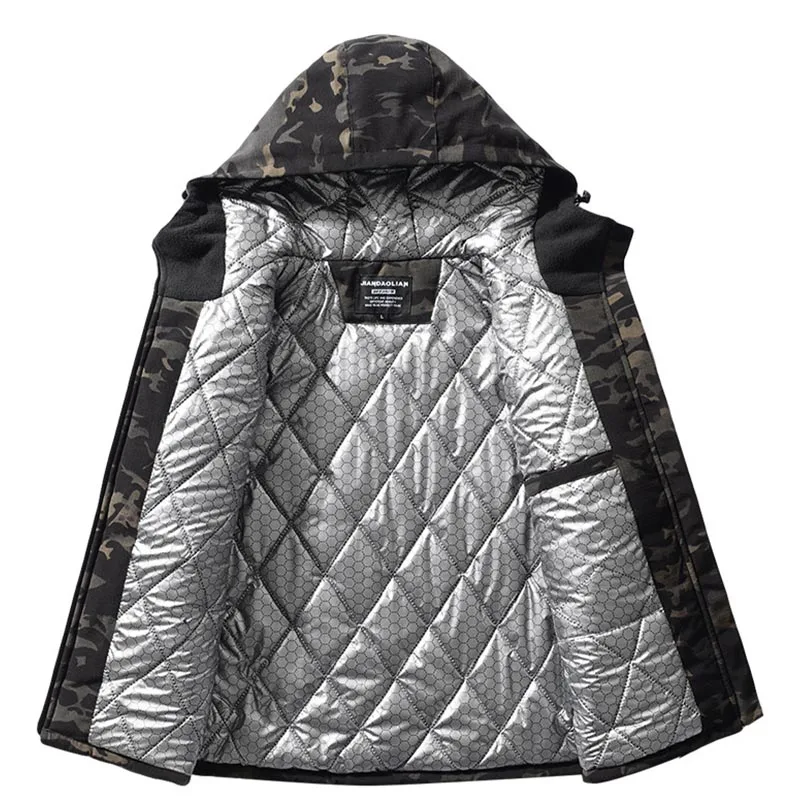 سترة تكتيكية انعكاس حراري للرجال معطف شتوي قصير مبطن لجميع التضاريس كامو خارجي مقاوم للرياح عسكري للصيد #5