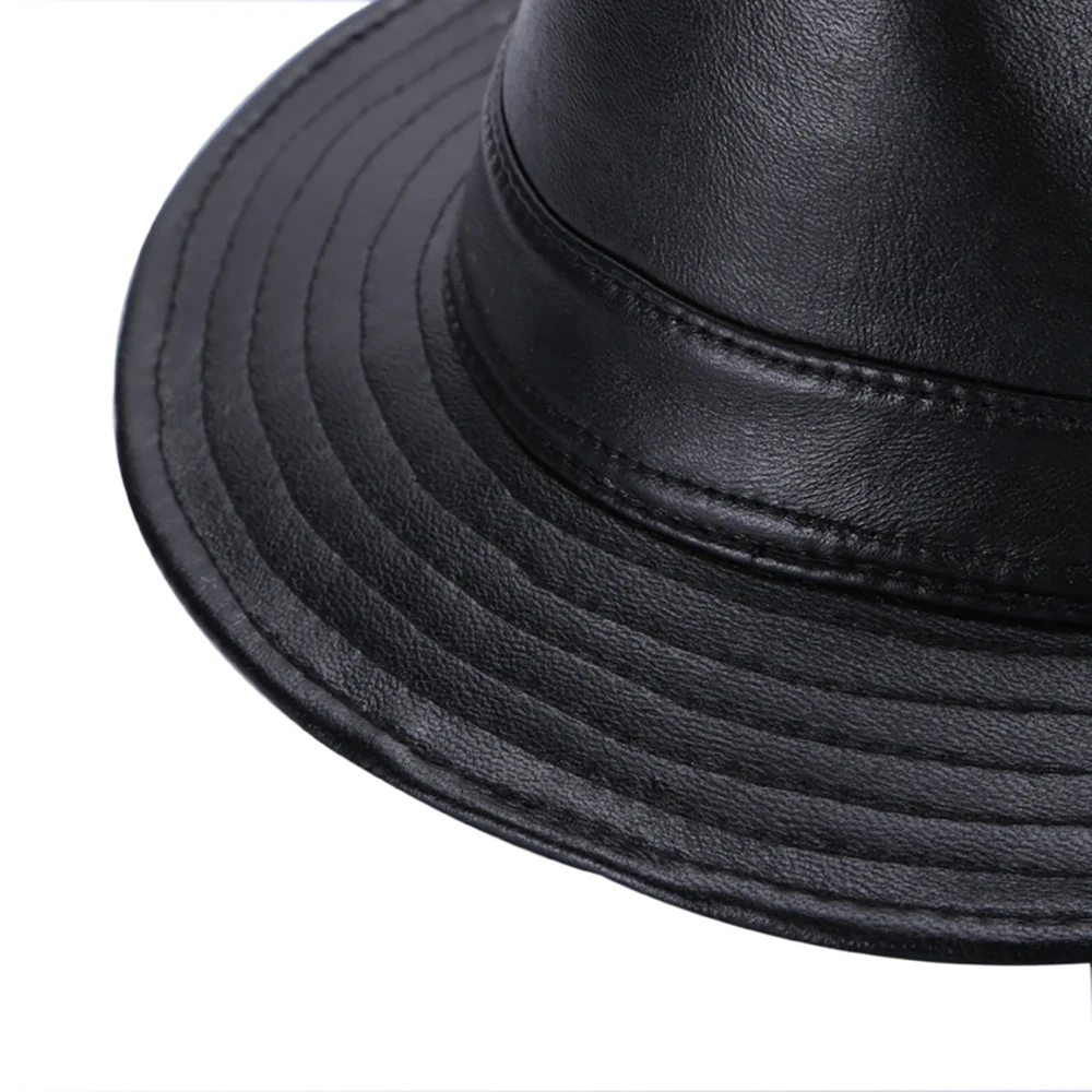 2024 Hot Sale Men Fashion Brand 100% Real Genuine Sheepskin Leather Cowboy Hot Sale Plus Size Hats Sale Real Sheep Leather Caps