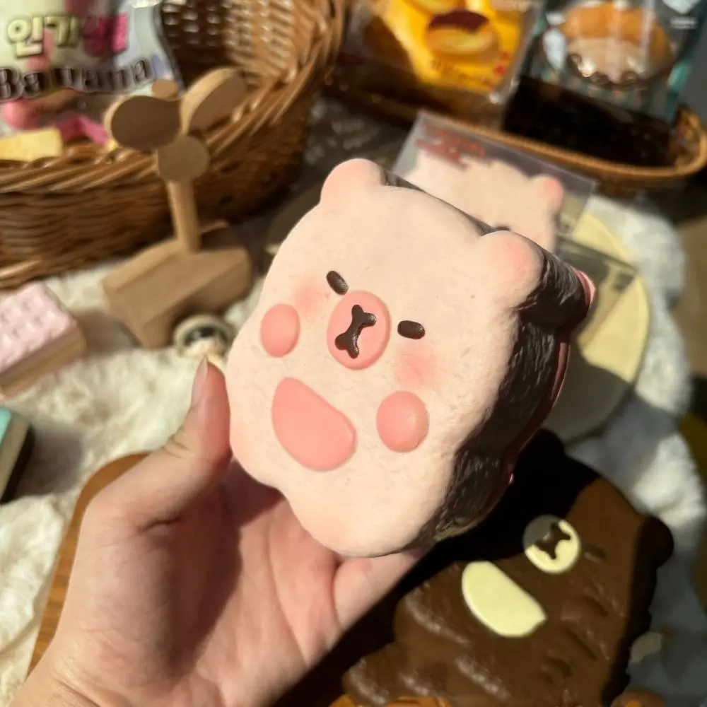 Capivara biscoito ventilação espremendo brinquedos chocolate lento rebote bonito animal pitada brinquedo super macio criativo dos desenhos animados pitada brinquedo