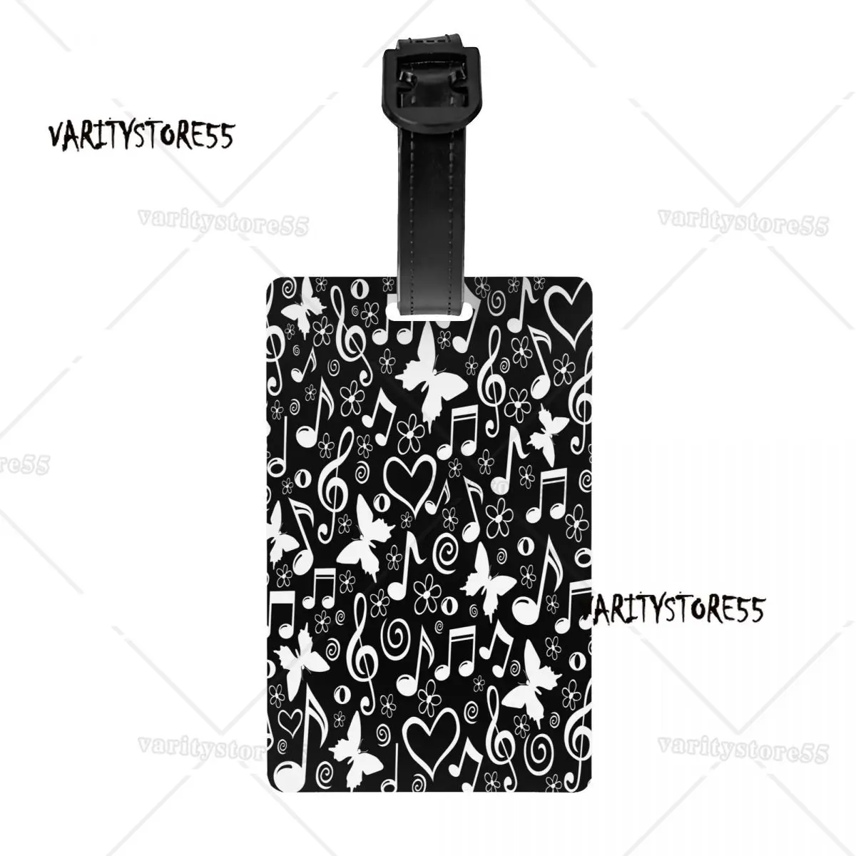 Custom Music Festival Musical Notes Luggage Tag With Name Card Privacy Cover ID Label for Travel Bag Suitcase