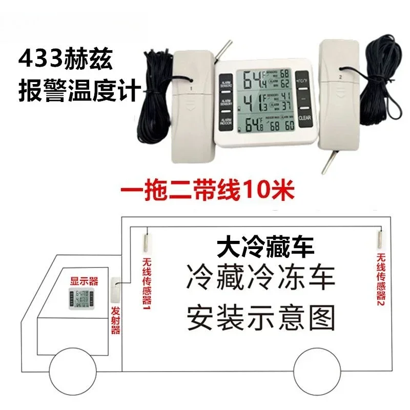 Durable  Refrigerated Truck Special Thermometer Air Conditioning Outlet Thermometer Wireless Transmitter Gauge Over-temperature