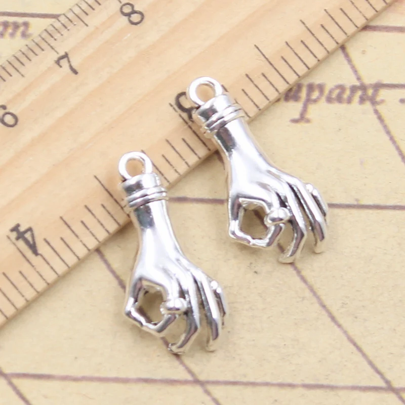 10pcs Charms Hand Gesture OK 25x12x5mm Tibetan Silver Color Pendants Antique Jewelry Making DIY Handmade Craft