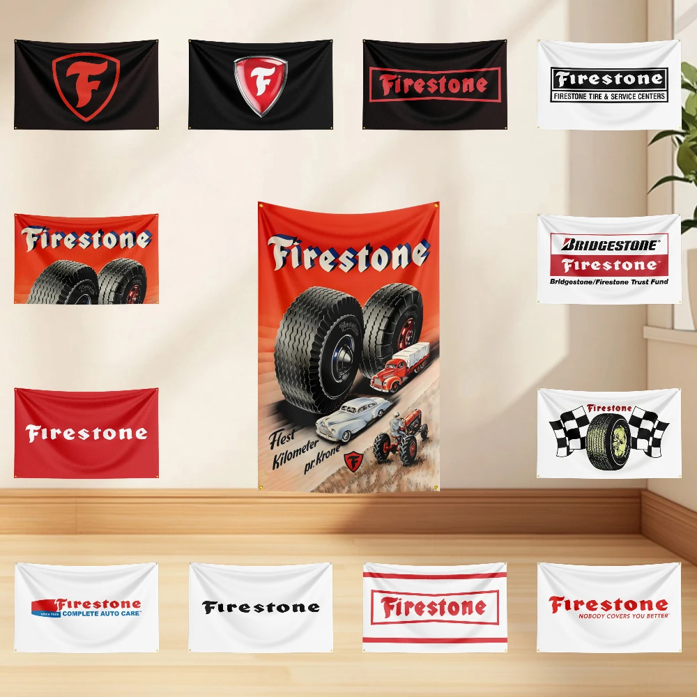 

3x5ft F-Fir-e-st-one Flag Professional Car Motorcycle Flag Polyester Digital Printing Cars Flagge Banner For Decoration Garage