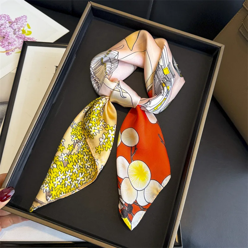 

Scarf Women's Hijab Silk Fashion Shawl Wraps Bandana Headband Neckerchief Hair Bands Accesories Foulards Femme Headbands