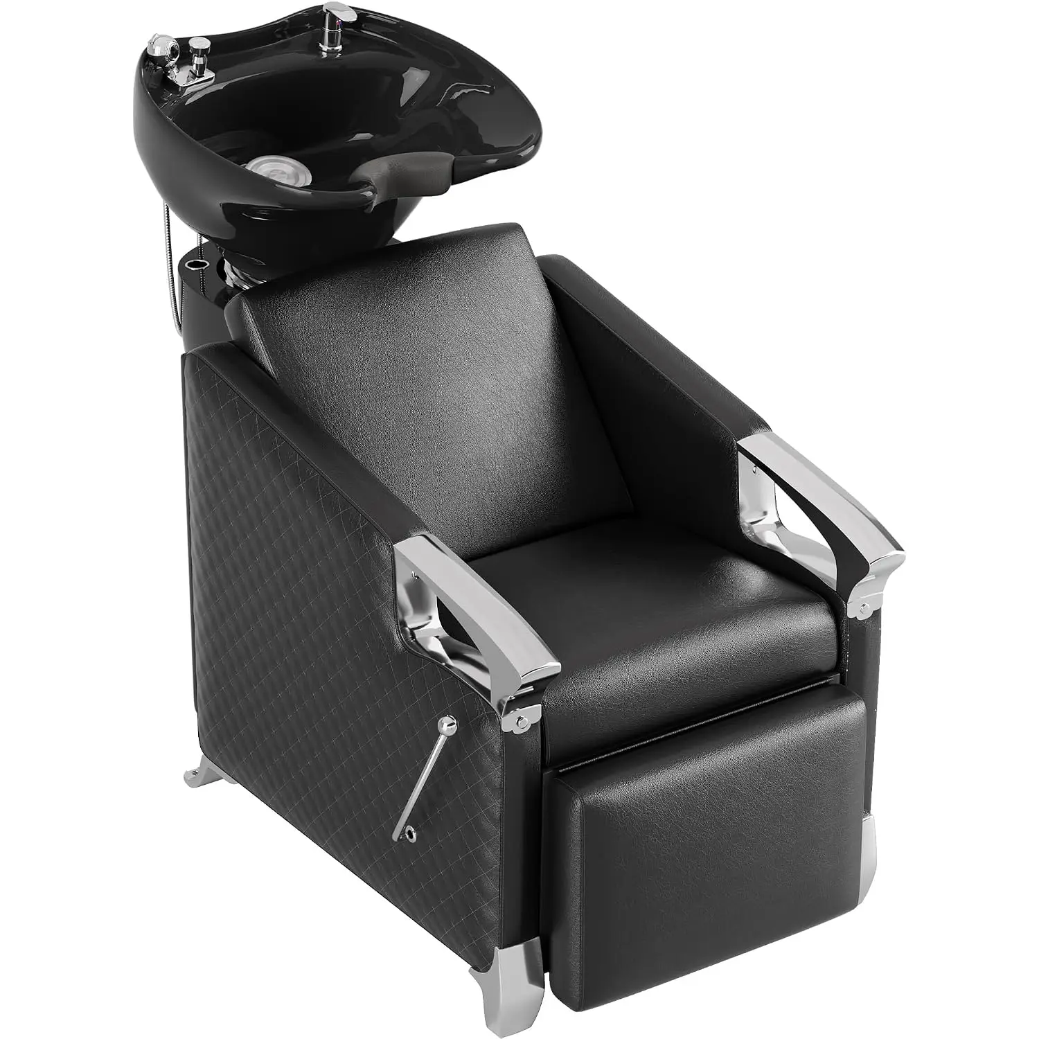 Barber Backwash Chair Shampoo Unit Ceramic Bowl Hair Washing Station Spa Beauty Salon Black, Customized