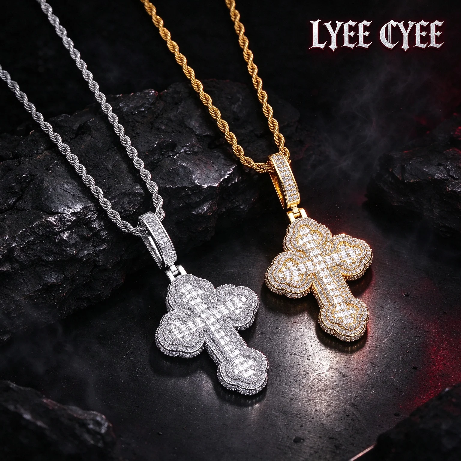 Hip Hop Cross Pendant Necklace Iced Out Christian Charm Religious Jewelry Gifts For Women Men Bling Luxury Chain Accessories