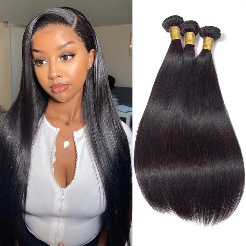 

12A Прямые пучки человеческих волос 100% человеческие волосы 32 38 40 дюймов Пучок наращивания человеческих волос 3/4 шт. Необработанные пучки