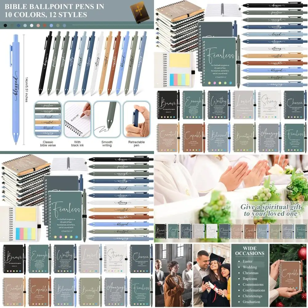 

Bulk Christian Prayer Journals with Bible Pen - Inspirational Scripture Notebooks for Church & Sunday School (Boho Color)