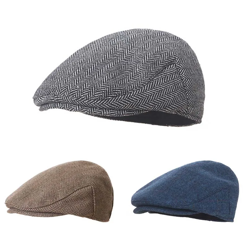 Boina de lana Retro Para Niños y Niñas, gorro plano a rayas para Newsboy, accesorios para niños pequeños de 1 a 4 años, Otoño e Invierno