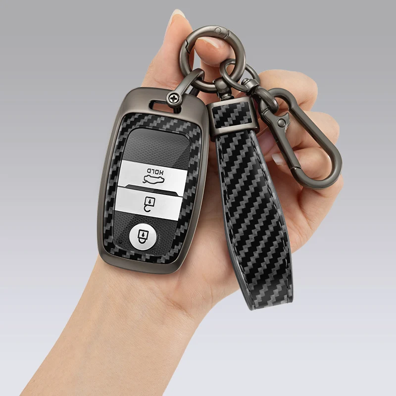 

Zinc Alloy +PU Leather Carbon Style Car Key Case Cover For KIA Rio Rio5 Sportage Ceed Cerato K3 KX3 K4 K5 Sorento Optima Picanto