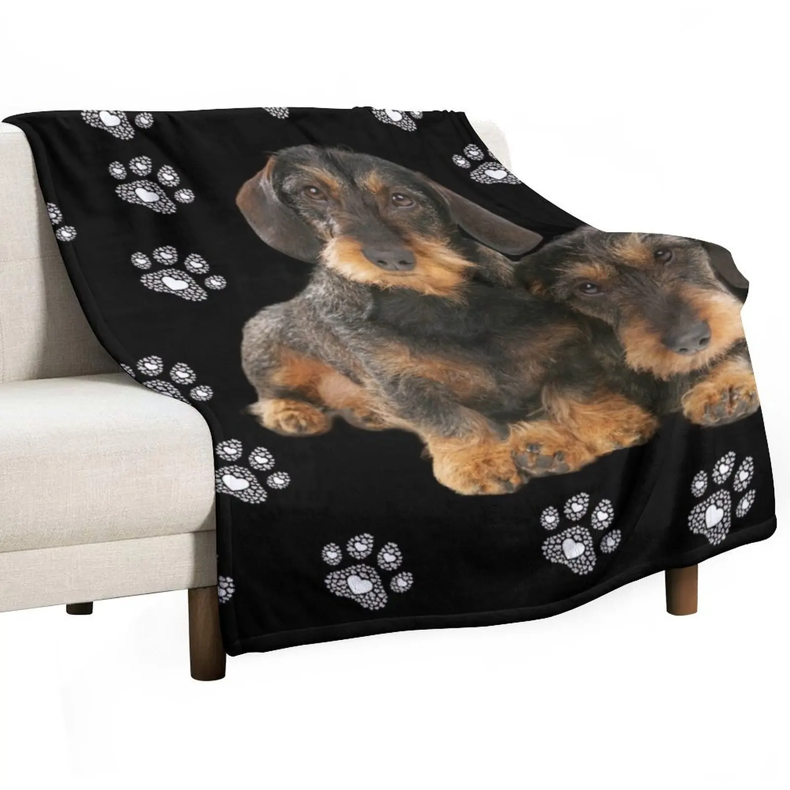 Dachshund wire-haired, paws, paws, dachshund, wire-haired dachshund looks funny Throw Blanket halloween Summer Blankets