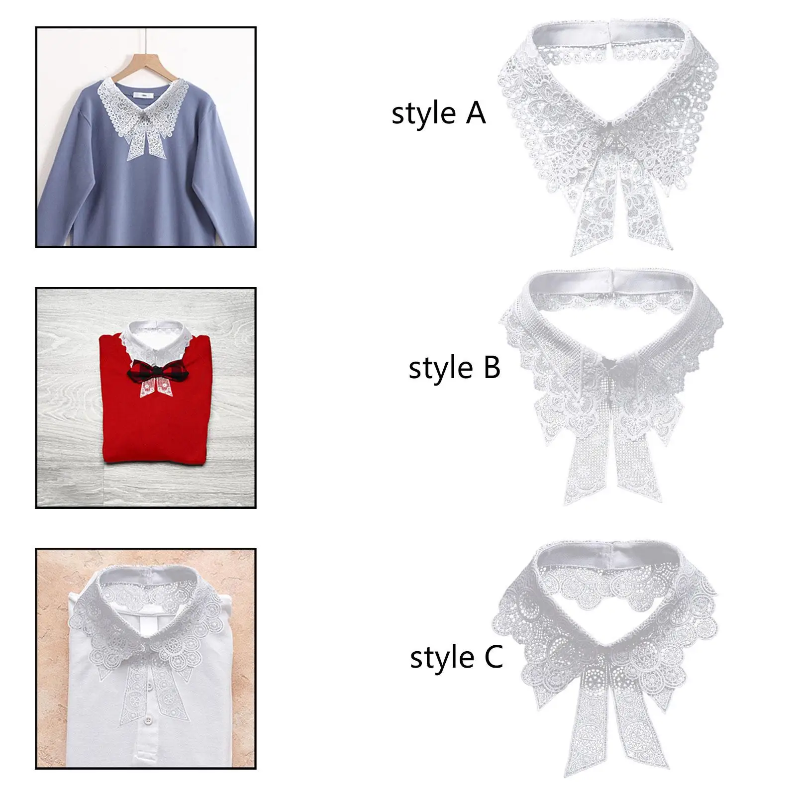 Кружевной воротник для женщин, стильный искусственный аксессуар для блузки и платья