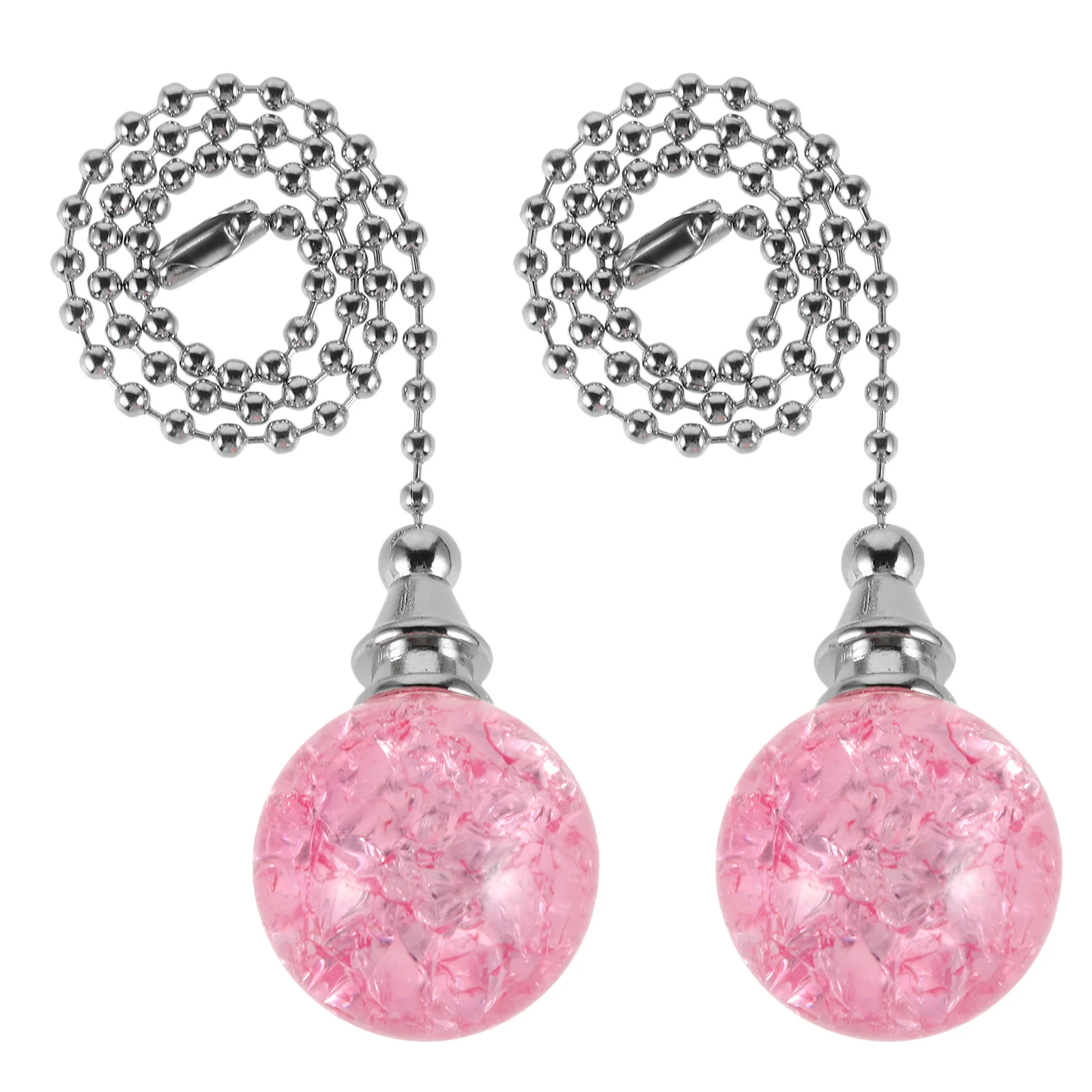

2pcs Cracked Crystal Ball Pendant Beaded Fan Pull Chain Extension Ceiling Fan Pull Chain Replacement For Light Fixtures Lamp