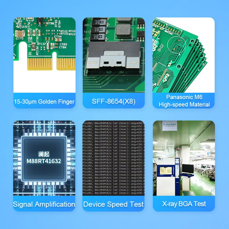 Imagem -03 - Ceacent-adaptador Retimer Nvme Gen4.0 Portas Sff8654 8i Suporte x Pcie 4.0 Nvme U.2 Nvme Bifurcação Pcie Cnt42pe16