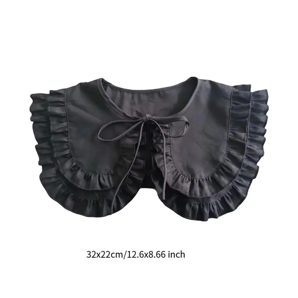 Large Lapel Women False Collar Lace Up Solid Color Detachable Collar Collar Decoration Half Shirt Style Collar Neckwear Shirts