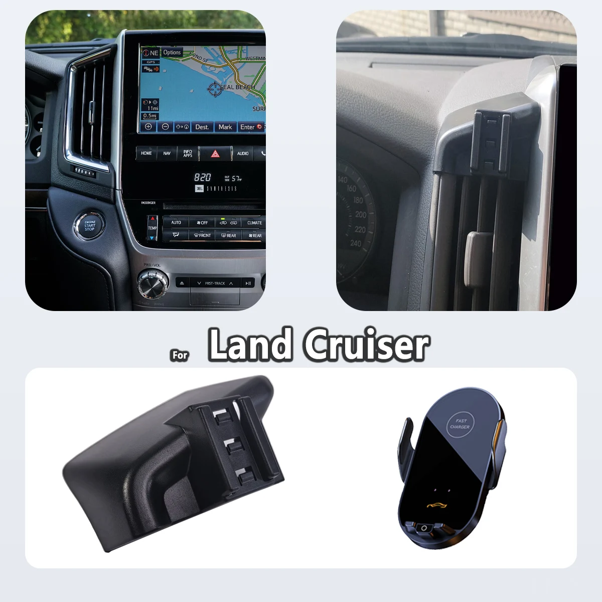 Soporte de teléfono especial para Toyota Land Cruiser J200 2016 2017 2018 2019-2021 soporte magnético para teléfono de coche Base Invisible de detección inteligente