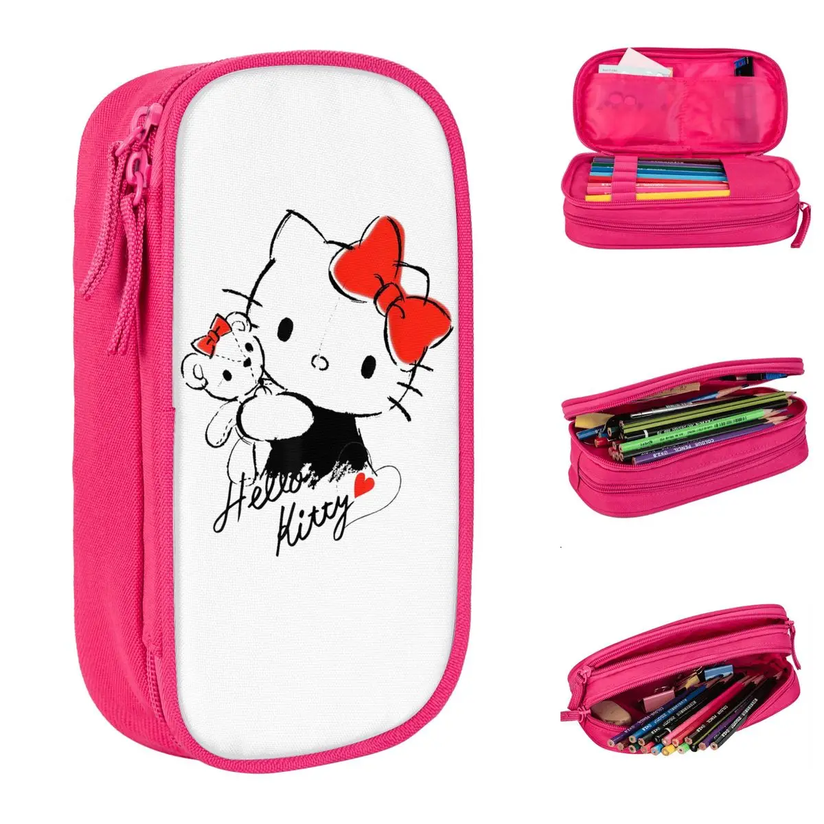 

New Hello Kitty And Tiny Chum Pencil Case Pencilcases Pen Holder Kids Big Capacity Bags Students School Gift Stationery