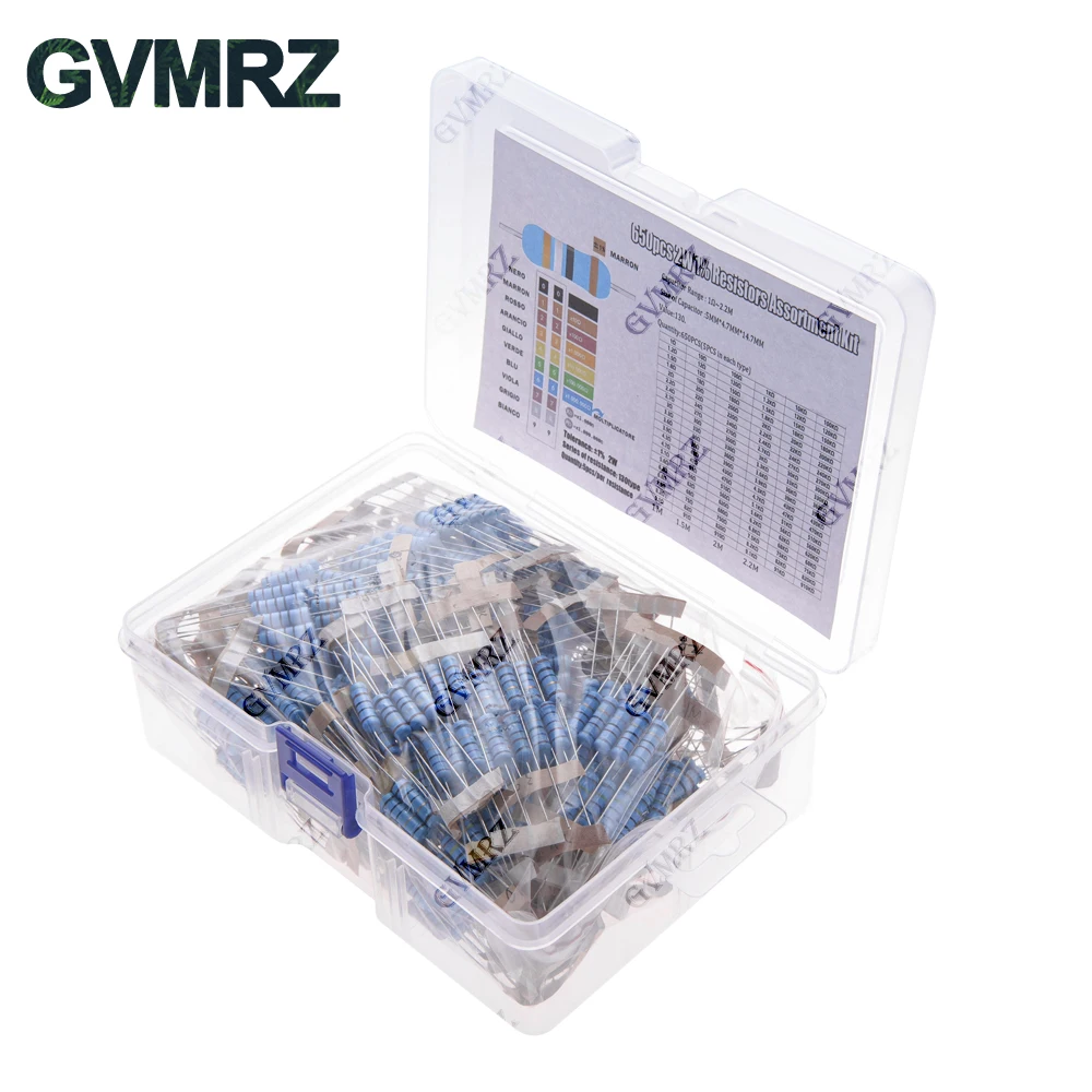 1/4 واط 1/8 واط 1/2 واط 1 واط 2 واط طقم مقاوم من غشاء معدني 130 قيم 0.125 واط 0.25 واط 0.5 واط 1% تشكيلة المقاومة مجموعة متنوعة صندوق