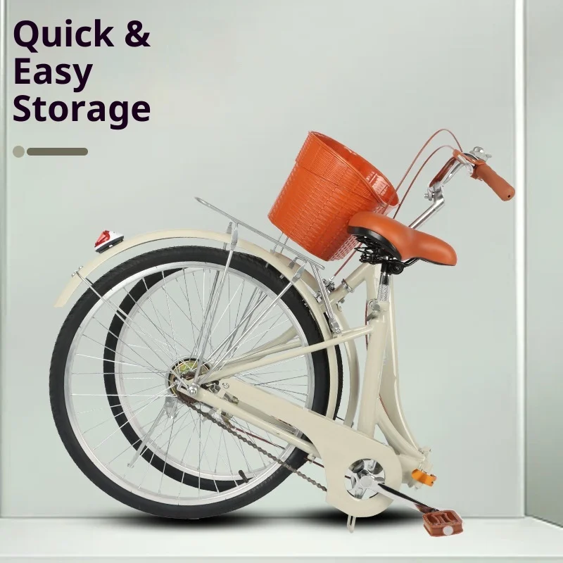 Vouwfiets voor volwassenen Draagbaar Opvouwbaar Commuter Unisex 24-inch Lichtgewicht Geen montage Airless banden Lekbestendig Snelheidsweg