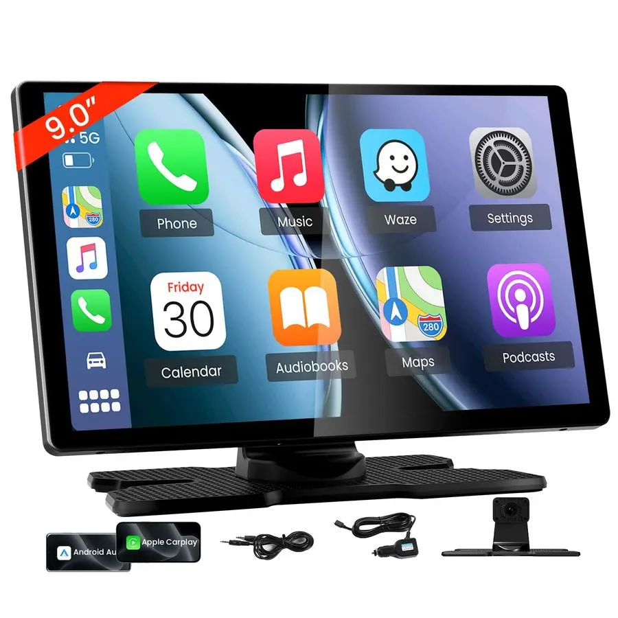 شاشة Carplay للسيارة، ستيريو سيارة محمول مع Apple Carplay amp Android Auto، أجهزة استقبال صوت السيارة مع وصلة مرآة، شاشة fo