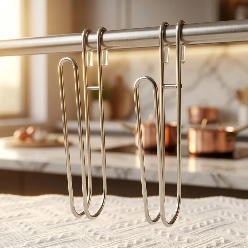 4PCS U Shape Hanging Cup Drying Hook Stainless Steel Bold Sink Side Bottle Draining Rack Space Saving Corrosion-resistant