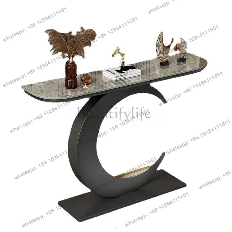

light luxury entrance platform Simple rock slab entrance table Against the wall entrance platform corridor end view platform
