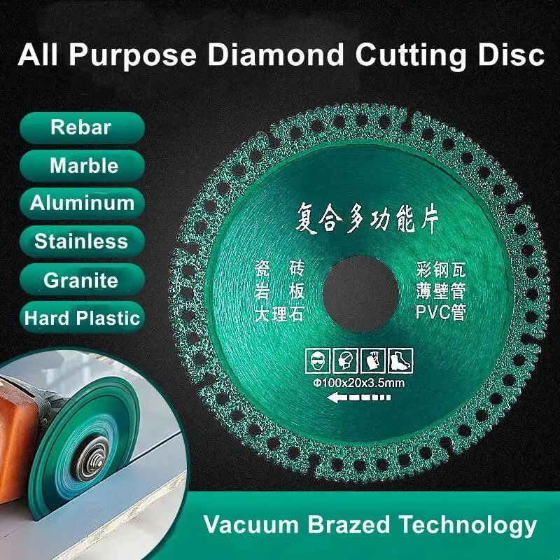 100mm Metal Cutting Disc 4inch Diamond Saw Blade Cut Off Wheels Multifunctional Rebar Metal Iron Stainless Steel Grinding Disc