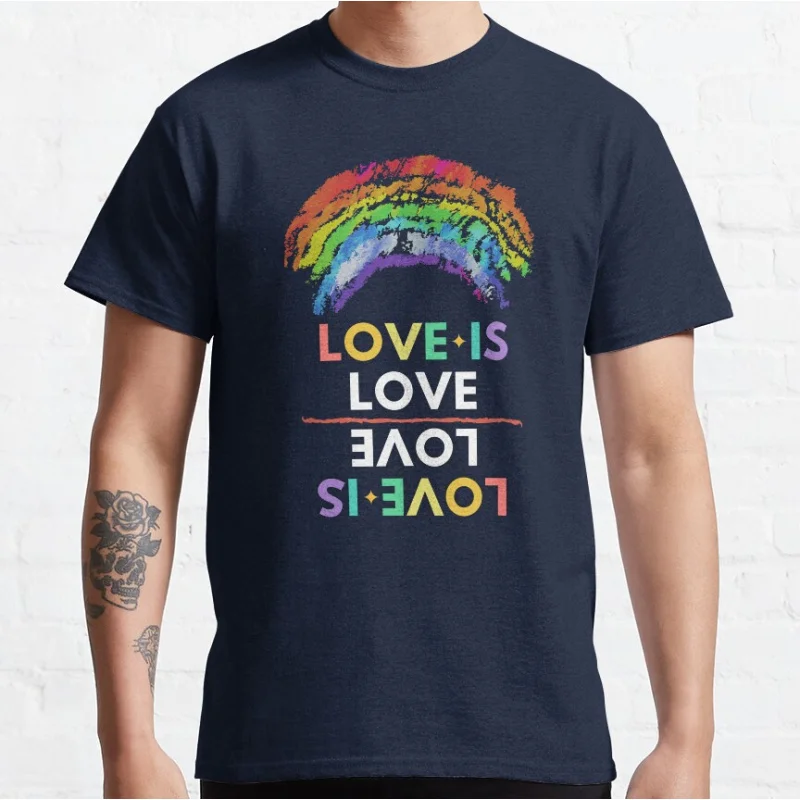 Love is Love lgbtq pride month gift clothing Short-sleeve crewneck T-shirt for men large size Adult Tops S-6xl