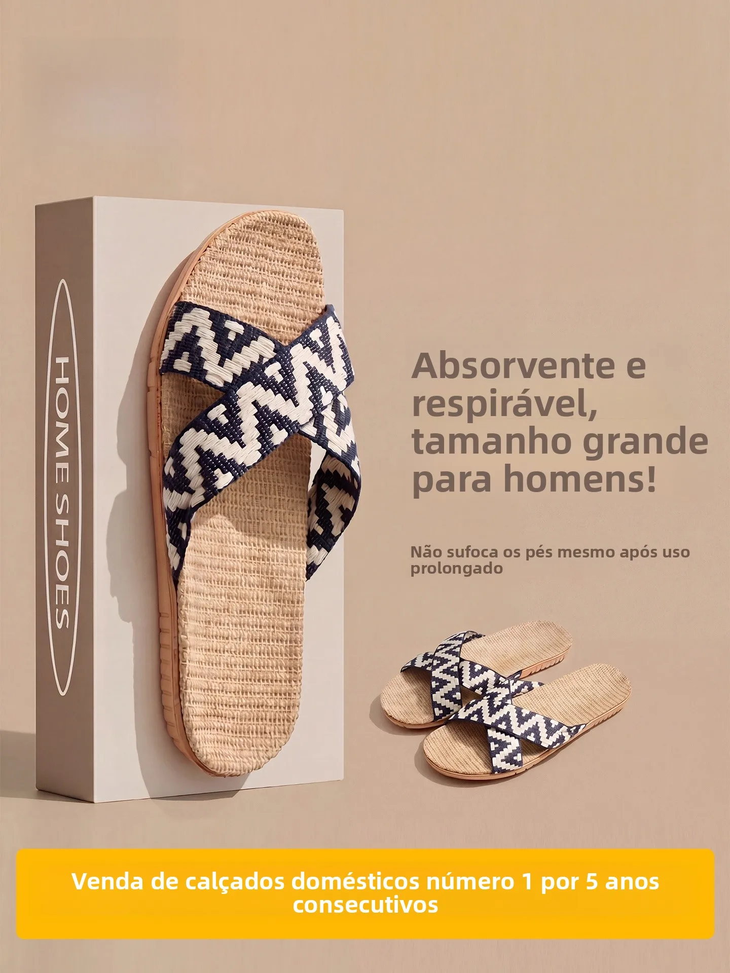 Chinelos de Linho Lidan para Homens, Respiráveis, Antiderrapantes, para Uso Interno em Piso de Madeira, Absorventes, Tamanho ...