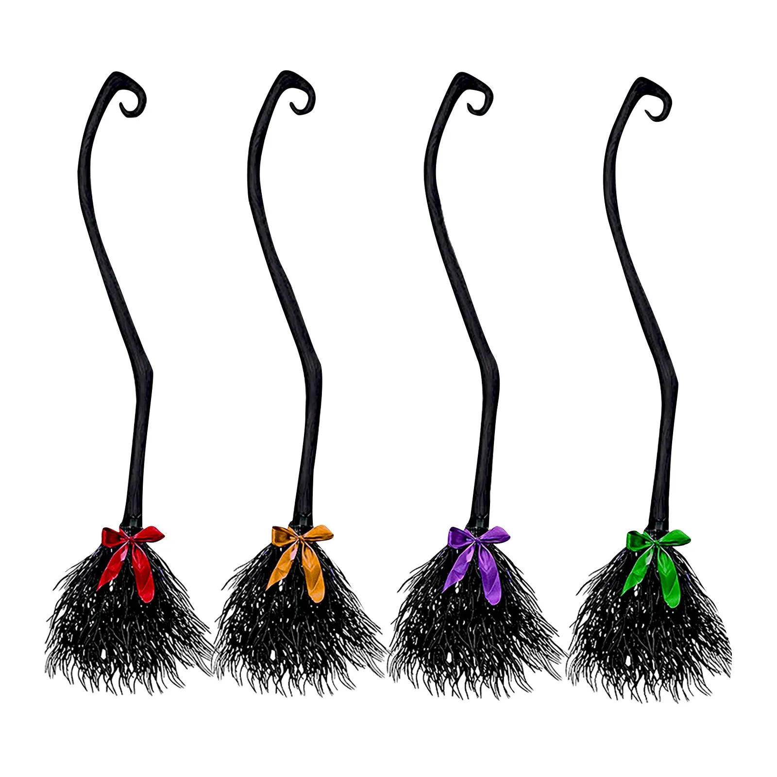 1pc 할로윈 장식 마녀 3 리본 비행 빗자루, 파티 댄스 의상 소품 마녀 빗자루 장식 내구성