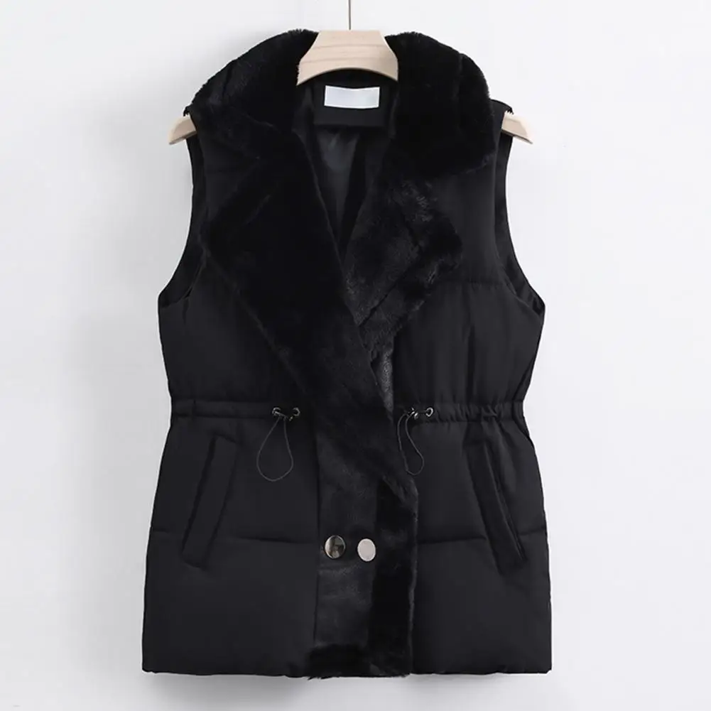 Lightweight Women Vest Stylish Women's Winter Waistcoat with Plush Lining Drawstring Waist Sleeveless Outdoor Jacket for Cold