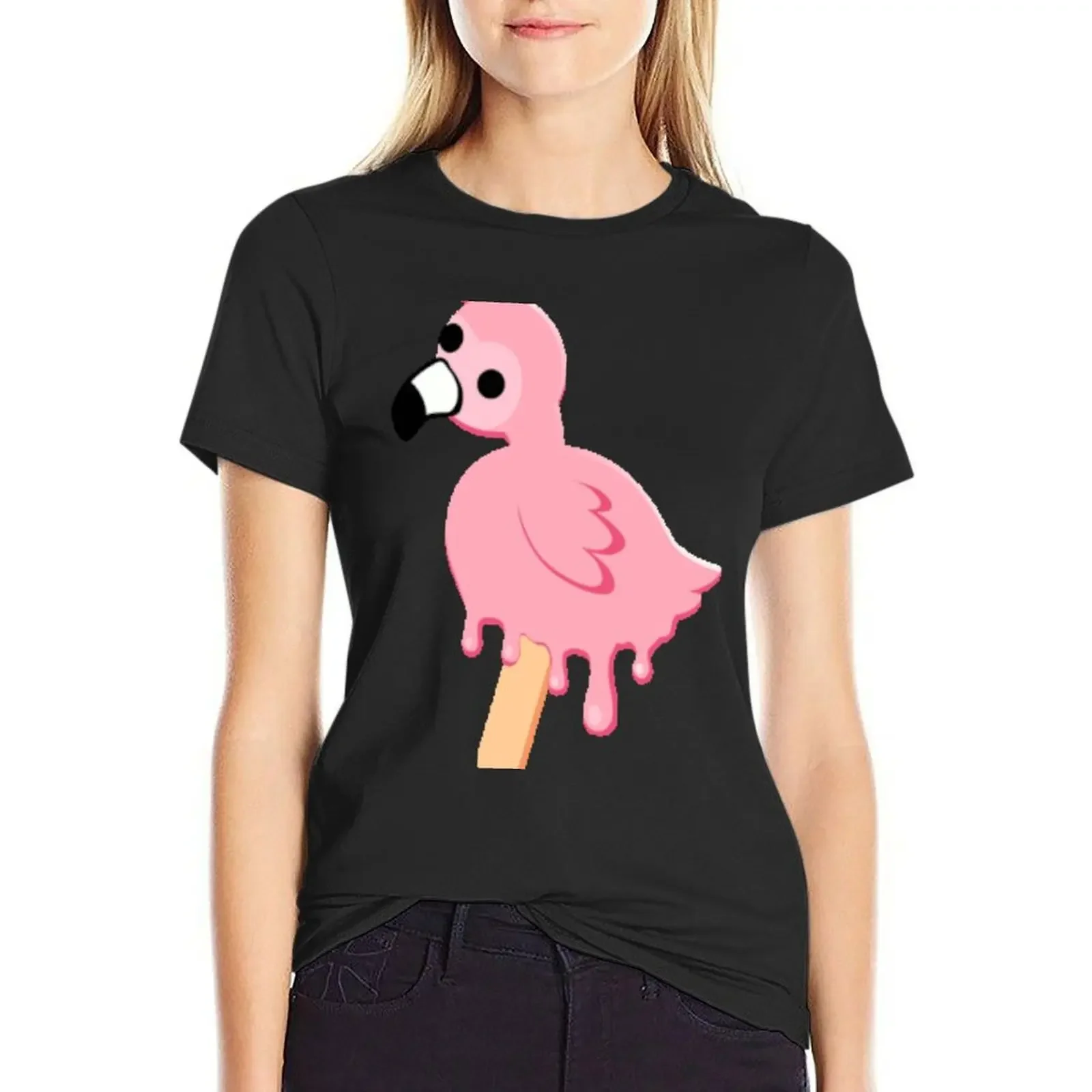 

Flamingo Flim Flam Popsicle Classic T-Shirt lady clothes oversized summer top funny t shirts for Women