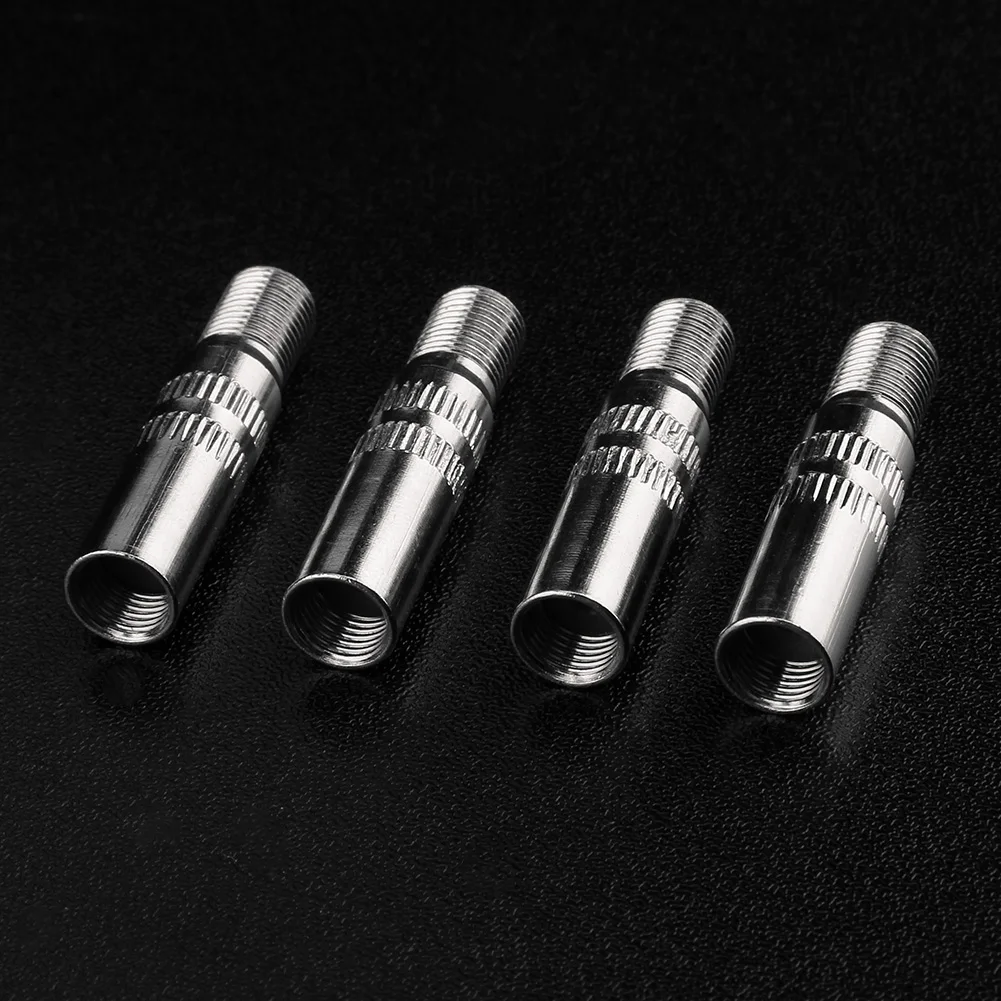 4-16pcs 39mm Screw-on Valve Cap Stem Extension Extenders Metal Silver Auto Car Truck Wheel Tyre Tire Cap Extender Adapter