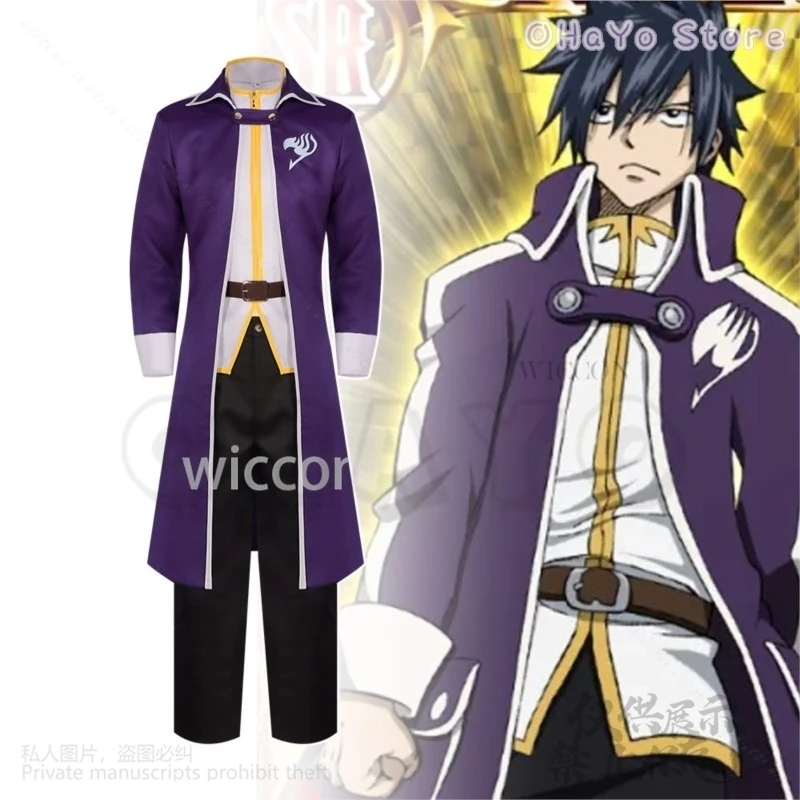 Gray Fullbuster Cosplay Anime Fairry Tail Costume Long Sleeved Trench Coat Uniform Adult Man Halloween Carnival Suit Customized