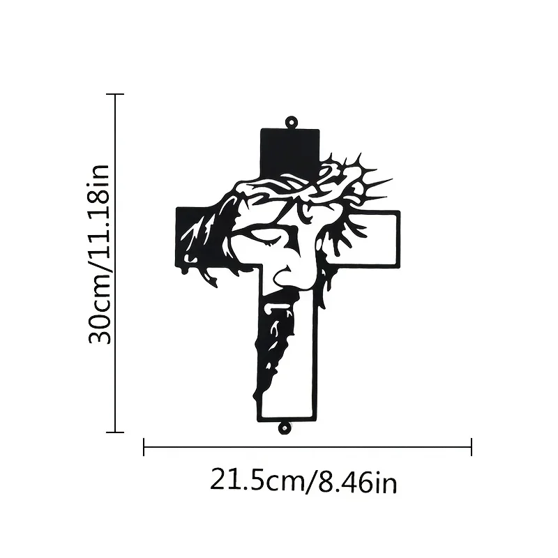 HELLOYOUNG Metal Cross Sign Wall Silhouette Easter Wall Hanging Decorations Home Art Decor Easter Decorative Iron Livingroom Bed