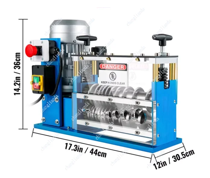 Electric Wire Stripping Machine Cable Stripper 1.5-38mm 11 Channels Acrylic+Aluminum W/Blade for Scrap Copper Recycling