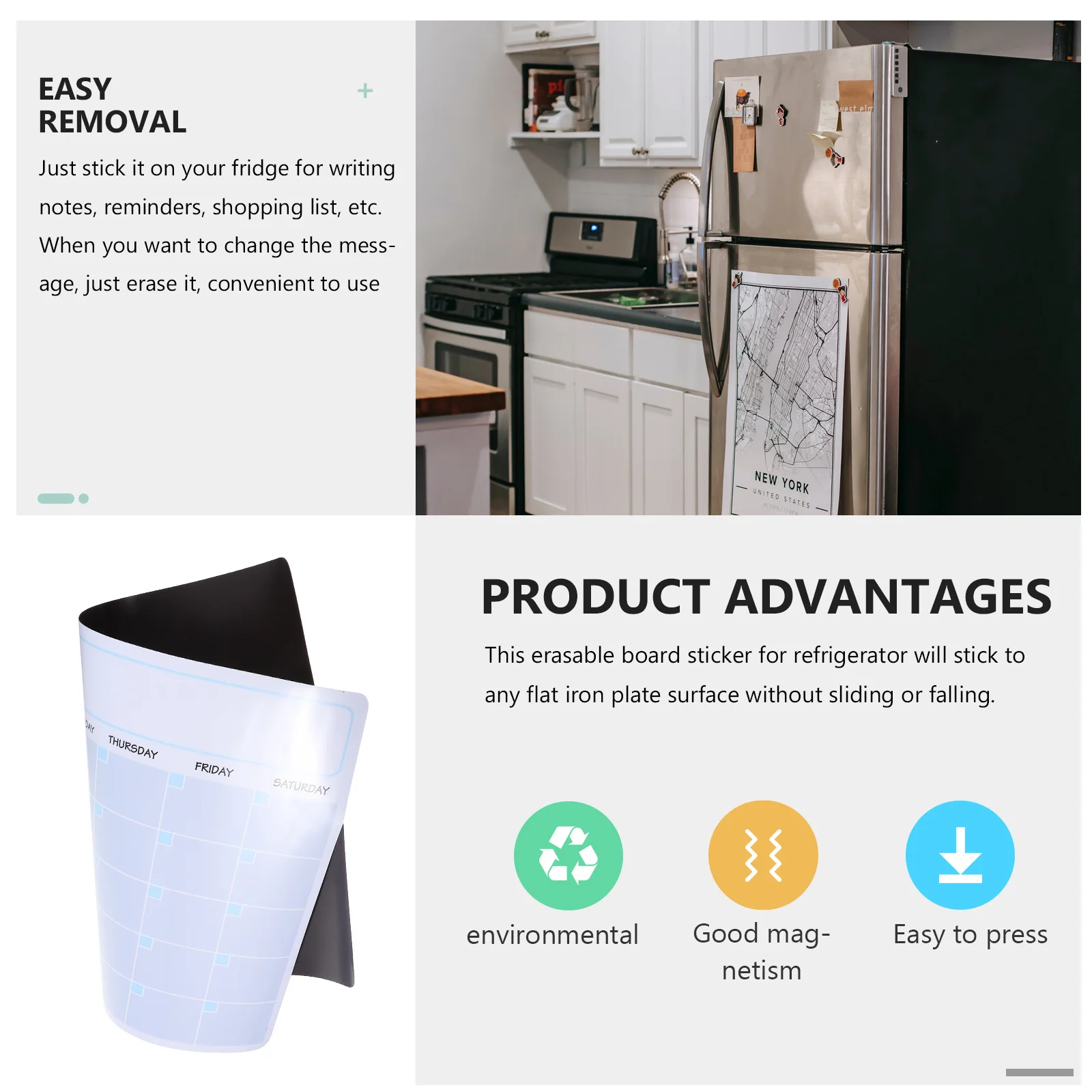 Tablero de horario mensual borrable, calendario de Plan magnético, planificador de mensajes de nevera para preparación de comidas, rastreador de ejercicios, organizador semanal