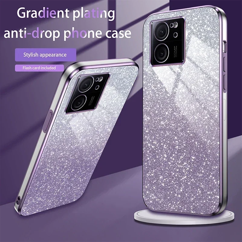 Etui na telefon Luxury Plating Gradient Glitter do Xiaomi Mi 13T 12T 11T Pro 14 13 12 11 Lite POCO X3 NFC X5 F3 F4 F5 M3 M4 Cover