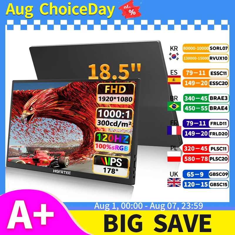 HGFRTEE Monitor portátil 18.5″ 120Hz