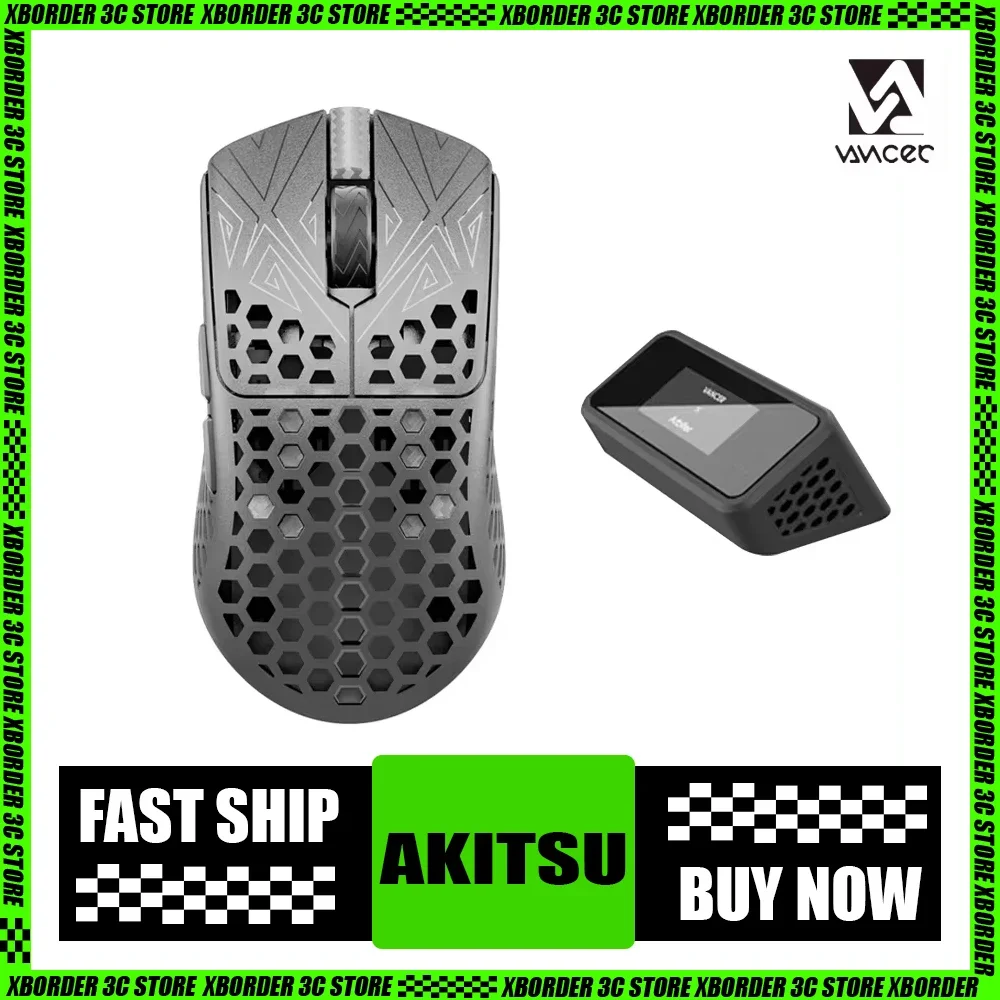 Vancer Akitsu Wireless Mouse Carbon Fibre 8k Return Dual Mode Lcd Screen Gaming Mouse Lightweight Low Delay Pc Gamer Valorant