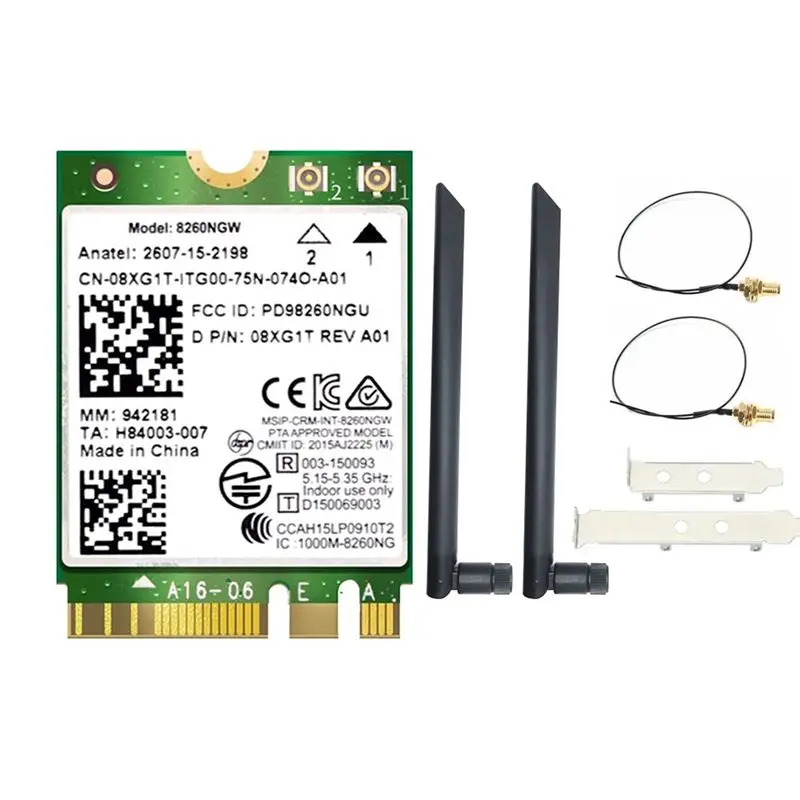 

ABBG-8260NGW 8260 Wi-Fi-карта + 2 антенны 8DB 2,4G/5ГГц 867M Bluetooth 4.2 AC8260 NGFF M.2 Беспроводной модуль Wi-Fi 802.11AC