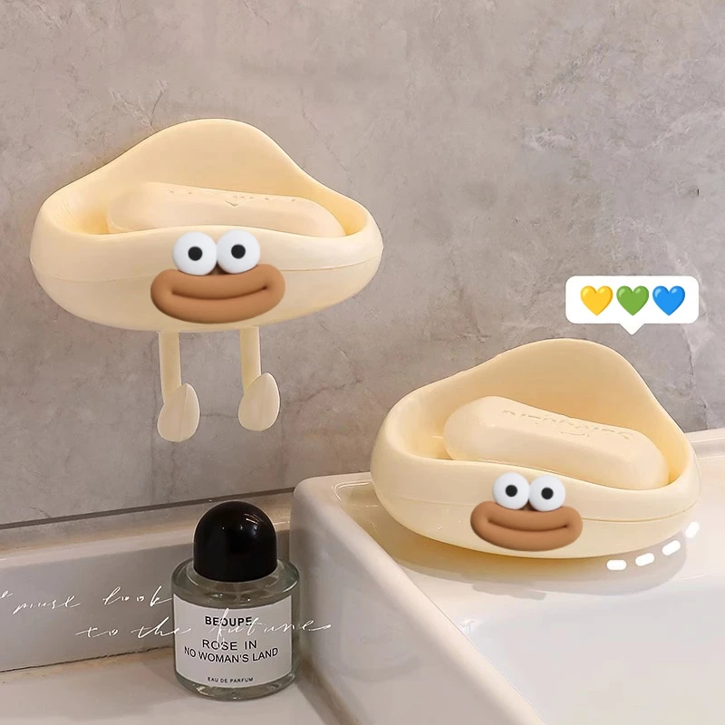 Bathroom Soap Box With Drain Cute Wall Mounted Soap Dish Box Plastic Soap Storage Container Tray Creative Bathroom Gadgets